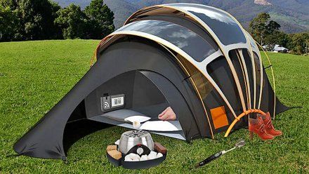 Do you love spending time with your family outdoors be it in the park, at the beach or in the woods? It’s a great outlet to bond and enjoy each other’s company. If you love outdoors and enjoy camping, you’ll agree that the tent is a very important equipment. It provides us shelter and comfort. [...] Solar Tent, Cool Camping Gadgets, Mobile Architecture, Trampoline Tent, Casa Hobbit, Container Cabin, Best Tents For Camping, Family Tent Camping, Cabin Tent