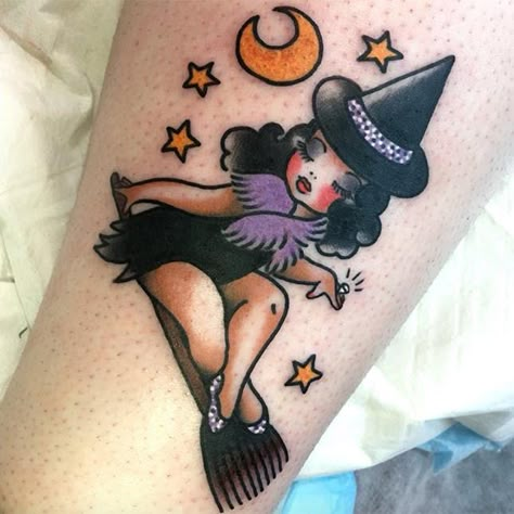 14 Halloween Tattoos to Celebrate the Spooky Spirit All Year | Brit + Co Kewpie Tattoo, Makeup Clown, Shape Tattoo, Witch Tattoo, Geniale Tattoos, Spooky Tattoos, Halloween Tattoo, Style 2023, Makeup Tattoos