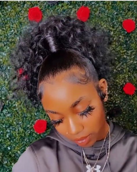 Puff Ball Ponytail Hairstyles, Short Wavy Ponytail Black Women, Short Genie Ponytail Weave, High Short Curly Ponytail Weave, Top Knot Ponytail Black Women, High Puff Ponytail Weave, Curly Genie Ponytail Weave, Breaded Hairstyles, Sleek Curly Ponytail Weave