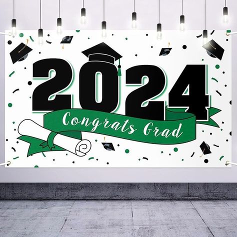 Amazon.com: LASKYER 2024 Congrats Grad Graduation Party Decorations - Class of 2024 Large Hanging Photoprop Backdrop Banner,2024 Gard Sign Decorations - Green. : Home & Kitchen Grad Cakes, Sign Decorations, Graduation Party Decorations, Graduation Banner, Paper Craft Diy Projects, Congrats Grad, Green Home, Class Of 2024, Graduation Party Decor