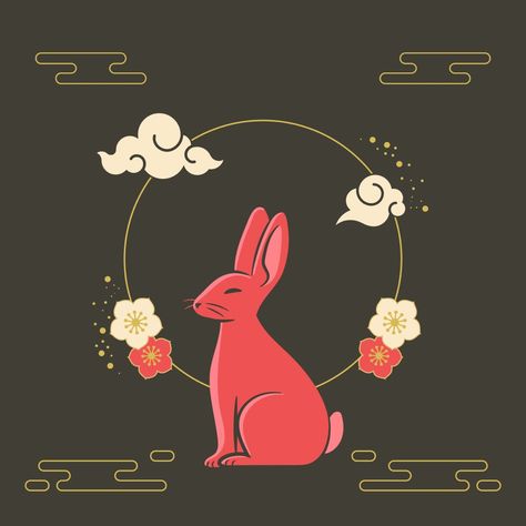 Lunar New Year Art, Chinese New Year Rabbit, Pig Chinese Zodiac, Chinese Zodiac Rabbit, Chinese New Year Zodiac, Art Rabbit, Rabbit Wallpaper, Star Signs Aquarius, Rabbit Drawing