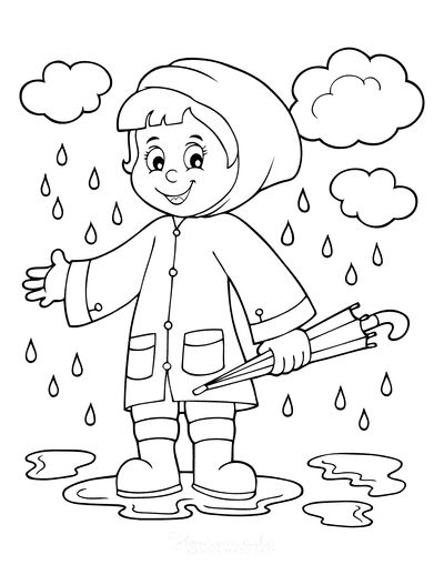 Raining Drawing, Children Coloring Pages, Rainy Day Drawing For Kids, Rain Drawing For Kids, Rain Worksheets Preschool, Rainy Day Coloring Pages, Rain Coloring Pages, Rainy Day Coloring Pages Free Printable, Raining Coloring Pages