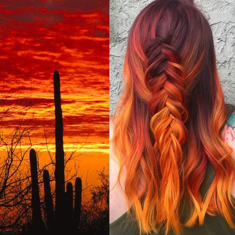 Transform your look with the mesmerizing hues of sunset hair. Discover how to achieve and rock the enchanting sunset hair trend. 🌅 - #Captivatingsunsethairtrend #Dusk-inspiredhair #Eveningskyhair #Fieryeveninghair #Fierysunsethair #Gradientsunsetlocks #Haircolorslikesunset #Pastelsunsethair #Radiantsunset-inspiredhair #Sun-kissedhairshades #Sunsetbalayagehair #Sunsetgradienthair #S... Desert Sunset Hair, Sunset Hair Color, Sunset Color Palette, Sunset Hair, Gradient Hair, Color Safe Shampoo, Evening Hairstyles, Pastel Sunset, Fairest Of Them All