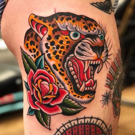 Leapord Traditional Tattoo, Traditional Leopard Head Tattoo, Traditional Cheetah Tattoo, Jaguar Tattoo Traditional, Leopard Tattoo Traditional, Traditional Leopard Tattoo, Jaguar Head Tattoo, Traditional Jaguar Tattoo, Leopard Head Tattoo