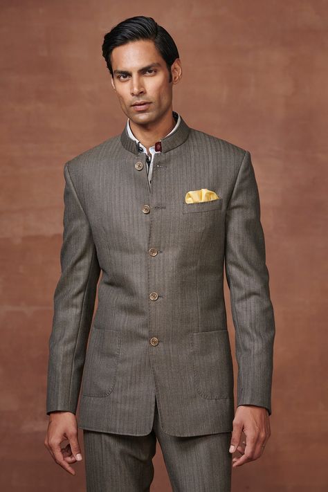 Buy Grey Wool Plain The Heritage Bandhgala With Pant For Men by Raghavendra Rathore Jodhpur Online at Aza Fashions. Raghavendra Rathore Bandhgala, Bandhgala For Men, Raghavendra Rathore, Wedding Outfit Men, Indian Traditional, Wedding Outfits, Jodhpur, Pants Pattern, Straight Pants