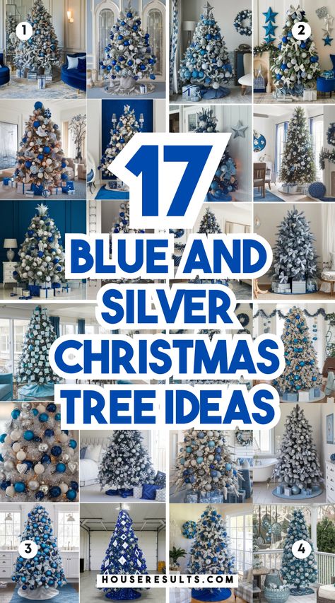 Create a frosty, glamorous look with blue and silver Christmas tree ideas! 💙🎄 These chic color schemes add elegance and sparkle to your holiday decor. Perfect for a winter wonderland theme! Be sure to save this pin for your next festive tree inspiration! 📌✨ White Flocked Christmas Tree Blue, Blue And Silver Christmas Tree Ideas Diy, Winter Blue Christmas Tree, White Silver Blue Christmas Tree, Blue And Silver Ornaments Christmas Tree, Diy Blue Ornaments Christmas, Silver And Light Blue Christmas Tree, Blue Christmas Tree Ideas Color Schemes, Christmas Tree Decorations Blue Silver