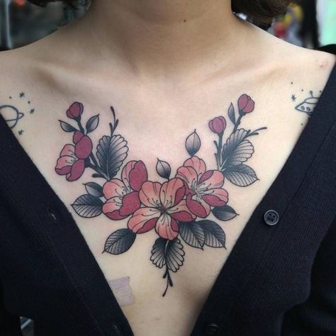 ElectricTattoos #tattoo #chesttattoos #tattoos Feminine Chest Tattoo, Chest Tattoo Designs Female, Chest Tattoo Female Upper, Chest Tattoo Female, Scar Tattoo, Tattoo Female, Cool Chest Tattoos, Pieces Tattoo, 4 Tattoo