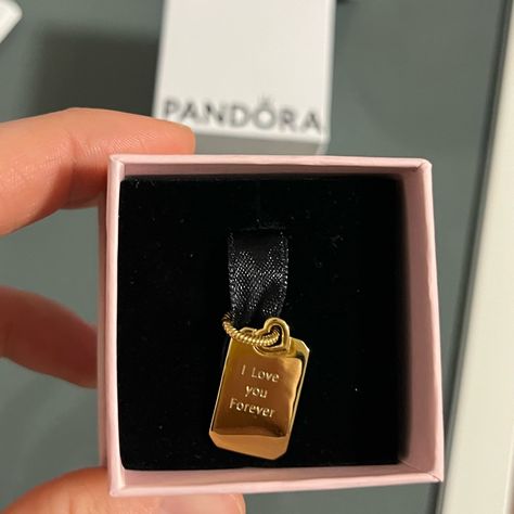 Pendant For Necklace, Chain Is Not Included. Retails For $65, Engraving Is Additional $20. Never Worn Before, Great Condition! (Plated Gold) Pandora Custom Engraved Necklace, Pandora Custom Necklace, Gold Pandora Necklace, Pandora Gold Jewelry, Pandora Necklace Gold, Pandora Engraved Necklace, Handmade Boyfriend Gifts, Pandora Engraving, Bf Gift Ideas