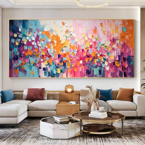 Living Room Art Work Wall Decor, Modern Colourful Living Room, Large Colorful Wall Art, Wabi Sabi Art Painting, Colorful Modern Art, Austin House, Minimalist Living Room Decor, Custom Painting, Childrens Room Decor