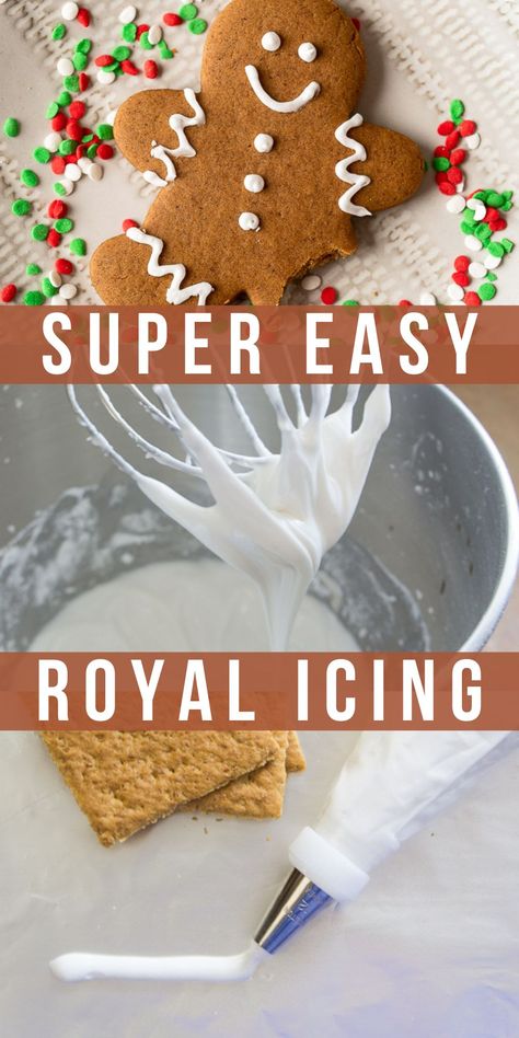 This simple recipe for Royal Icing makes a perfect frosting for sugar cookies and Gingerbread House Glue! Ginger Bread Frosting Recipe, Homemade Icing For Gingerbread Cookies, Easy Gingerbread Icing Recipe, Ginger Bread Cookie Icing, Icing Recipe For Gingerbread Cookies, Ginger Bread Icing Recipe, Homemade Icing For Gingerbread House, Easy Icing For Gingerbread House, Vanilla Royal Icing Recipe