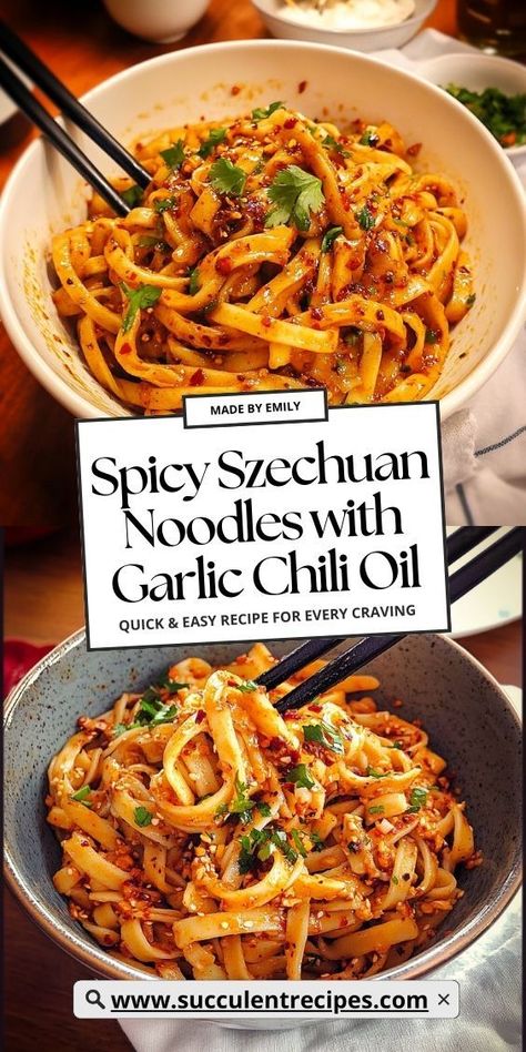 These Spicy Szechuan Noodles drenched in aromatic garlic chili oil are sure to spice up your Christmas spread. A deliciously bold dish that’s perfect for adding some zing to your holiday meals. Spicy Garlic Noodles Asian, Spicy Chinese Noodles Recipes, Spicy Chili Noodles, Spicy Chili Oil Recipe, Chinese Chili Oil Noodles, Chili Oil Recipe Noodles, Chili Garlic Sauce Recipes Dinners, Sichuan Noodles Recipe, Chili Paste Recipe Dishes