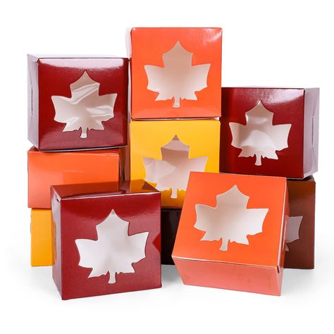 PRICES MAY VARY. WHAT YOU WILL GET: 24pcs fall treat boxes with a clear window are included in the package, sufficient to meet your different needs for gifts and party favors. 4 COLORS: In 4 fall colors, each color has 6pcs, with a window shaped in maple leaf, rustic and exquisite, which will create strong holiday atmosphere for the party. DURABLE MATERIAL: The fall treat boxes are made of durable paper, reusable and eco-friendly, suitable for fall and Thanksgiving Day, handmade baking, gifts fo Fall Party Favors For Women, Thanksgiving Thank You Gifts, Fall Gifts For Coworkers, Fall Goodie Bags For Adults, Thanksgiving Favors For Guests, Fall Treat Bags, Goodie Bag Gift Ideas, Friendsgiving Party Favors, Thanksgiving Treat Bags