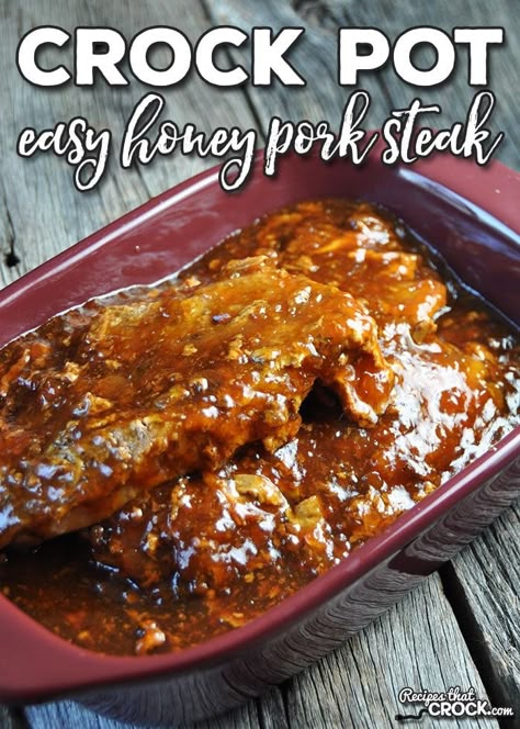 Crockpot Pork Steaks, Beef Steak Recipes Easy, Hog Recipes, Pork Shoulder Steak Recipes, Pork Cube Steaks, Pork Steak Recipes, Crockpot Steak Recipes, Ham Steak Recipes, Pork Steak Recipe