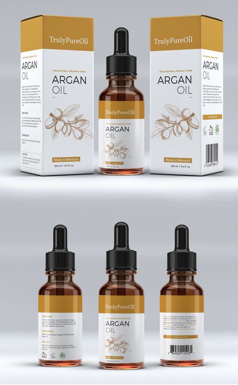 Client wanted very modern and simple packaging designed for Argan Oil that could later be spanned to other products. Hair Oil Box Packaging Design, Massage Oil Packaging Design, Massage Oil Packaging, Ayurveda Packaging, Oil Packaging Design, Skincare Labels, Logo Design Graphics, Logo Packaging Design, Ayurvedic Hair Oil