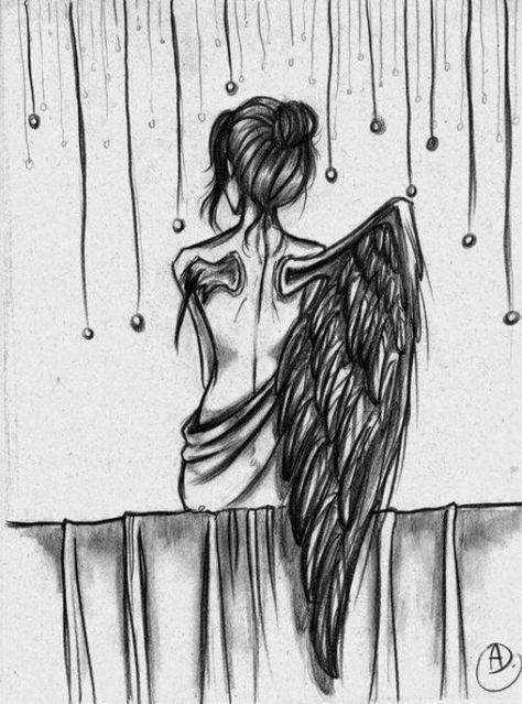 Broken Wing Now Tattoo, Angel Drawing, Meaningful Drawings, Art Sketches Pencil, Dark Art Drawings, Art Drawings Sketches Creative, Pencil Art Drawings, Painting Art Projects, Sketchbook Art Inspiration