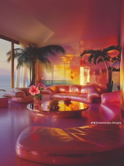 Sunset Villa, 90s House, Miami Mansion, 80s Interior Design, Cluster House, 80s Home, 80s Interior, Decor Pad, Retro Interior Design