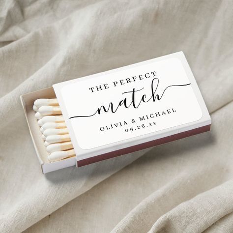 Simple elegance the perfect match wedding favors Match Wedding Favors, Wedding Matches Favors, Matchbox Wedding Favors, Custom Matchbooks, Wedding Match Boxes, Armenian Wedding, Personalized Match Boxes, Marriage Inspiration, Script Design