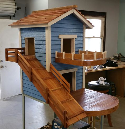 Two+Story+Dog+House+by+HappyPawsDogHomes+on+Etsy Two Story Dog House, 2 Story Dog House, Dog House Inside, Easy Dog House, Outside Dog Houses, Dog House Plan, Modern Dog Houses, Indoor Dog House, Dog House Plans