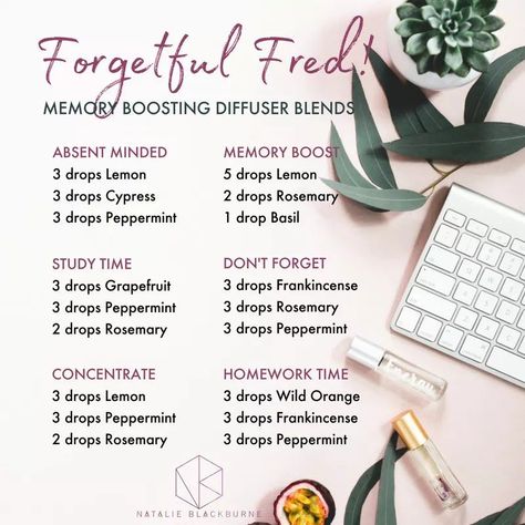 Essential Oils For Memory, Focus Essential Oil Blend, Essential Oils Focus, Doterra Diffuser, Afternoon Slump, Relaxing Essential Oils, Doterra Diffuser Blends, Doterra Oil, Essential Oil Diffuser Blends Recipes