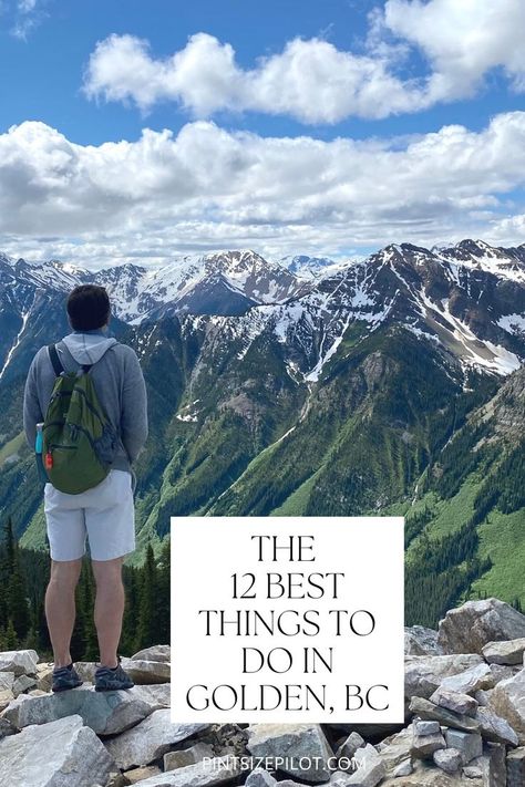 A hiker looking at the view from the top of Kicking Horse Mountain Resort in Golden, B.C., Canada. Montreal With Kids, Golden Bc, Canada Road Trip, Family Road Trips, Summer Road Trip, Fall Activities, Lake Louise, Mountain Town, Prince Edward Island