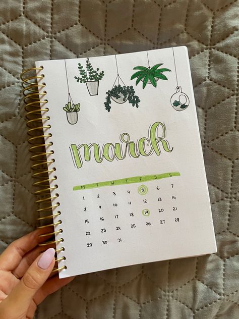 Bullet journal for march Bulett Journal Ideas March, March Title Page, Creative Calendar Ideas, March Journal Ideas, March Bullet Journal Cover, Bathroom Restock, March Journal, March Planner, March Calendar