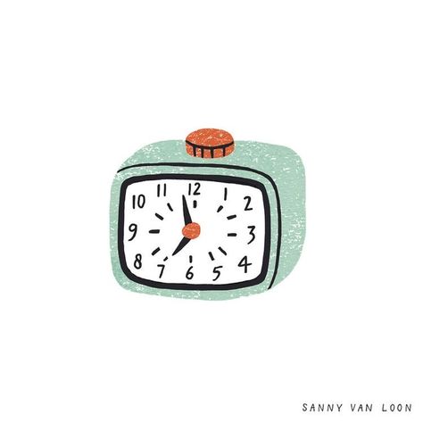 Clock Doodle, Loon Illustration, Clock Illustration, Vintage Alarm Clocks, Doodle Designs, Illustrators On Instagram, Bear Wallpaper, Aesthetic Stickers, Journal Stickers