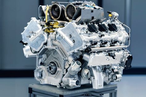 The new turbocharged six-cylinder will be used in Aston's upcoming mid-engine sports cars, starting with the 2022 Valhalla. Martin Show, New Aston Martin, V6 Engine, Volkswagen Group, Peugeot 2008, Nissan 370z, Mode Of Transport, Car Sketch, Lamborghini Gallardo