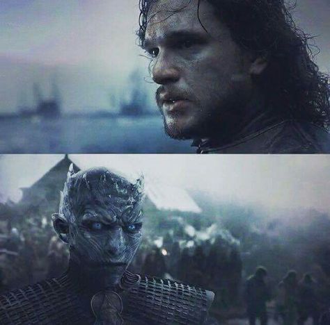 Jon Snow and The Night's King have a stare down. Game of Thrones. Hardhome Game Of Thrones, Game Of Thrones Books, Valar Dohaeris, Are You Not Entertained, White Walker, Hbo Game Of Thrones, King In The North, Nights Watch, Kings Game