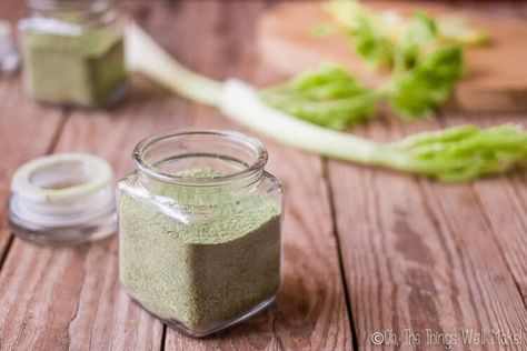 How to Make Celery Salt and Celery Powder (& What to do with Celery Leaves) - Oh, The Things We'll Make! Paleo Granola Bars, Celery Powder, Celery Leaves, Celery Salt, Healthy Nutrition Plan, Making Cold Brew Coffee, Brown Spots Removal, Coconut Chips, Good Health Tips