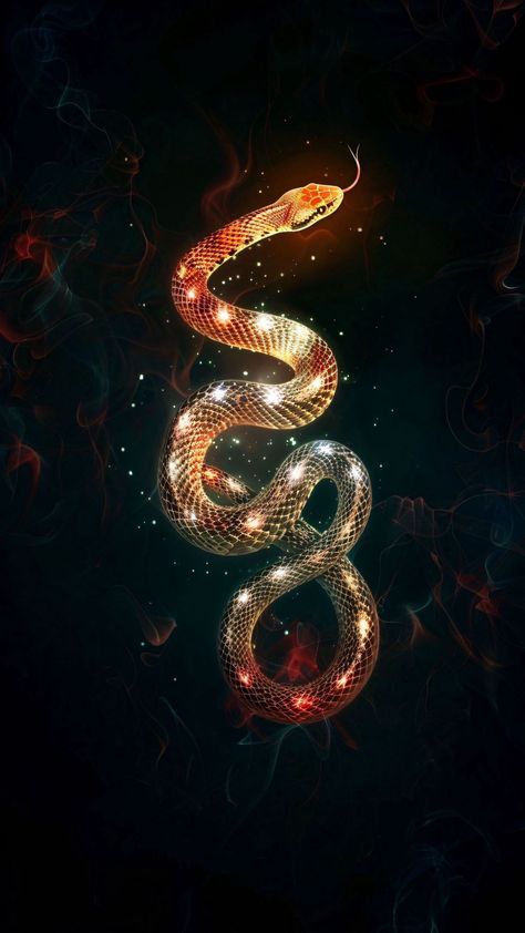 free wallpapers 4K snake, lights, flickering, space, art for mobile and desktop Cool Snake Wallpaper, Snake Wallpaper Hd, Snake Black Wallpaper, Gold Snake Wallpaper, Neon Snake Wallpaper, Magic Snake, Bokeh Art, Dark Black Wallpaper, Sky Moon