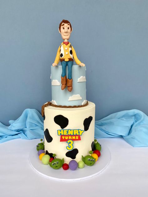 2 tier cake with font Woody and decorations 2 Tier Cake, Toy Story Cakes, Story Birthday, Toy Story Birthday Party, Cake Inspo, Tier Cake, Toy Story Birthday, Toy Story Party, 1st Bday