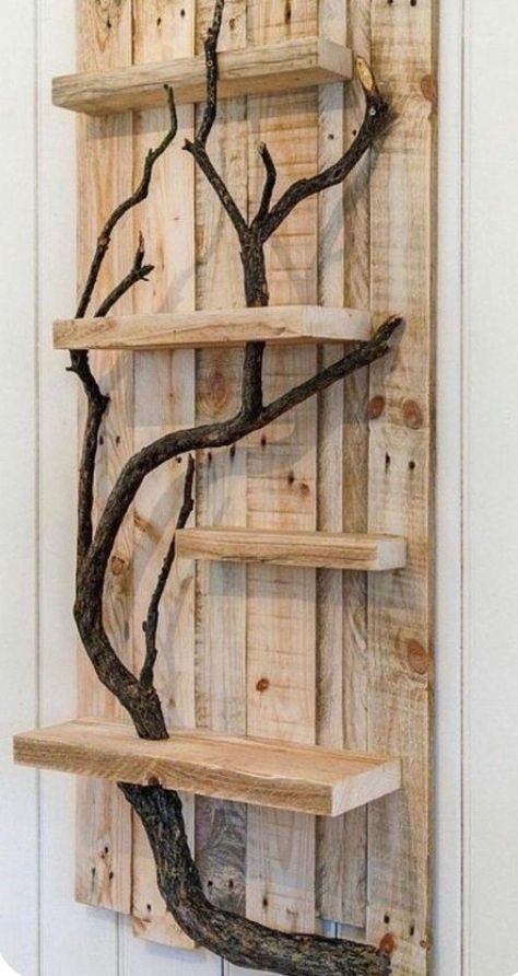 Bring nature in your home with a rustic piece of furniture Wood Projects Plans, Woodworking Basics, Reclaimed Pallets, Woodworking Furniture Plans, Pallet Shelves, Wood Turning Projects, Furniture Bed, Anna White, Diy Home Decor Easy