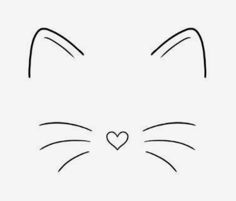 Cat Ears Tattoo Simple, Easy Cat Face Drawing, Cat Head Tattoo Outline, Cat Face Outline Tattoo, Cat Face Drawing Simple, Cat Face Tattoo Simple, Cat Nose Tattoo, Cat Doodle Tattoo, Cat Face Doodle