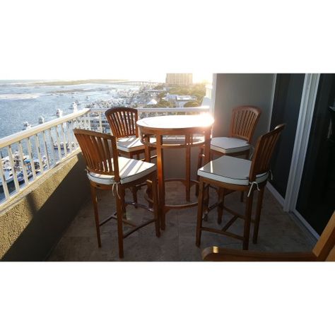 Chic Teak Orleans 5 Piece Pub Set with Optional Cushions Pub Set, Pub Table Sets, Patio Bar Stools, Patio Bar Set, Dinette Sets, Height Table, Counter Height Table, Patio Bar, Pub Table