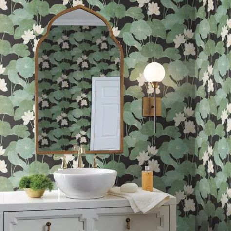 RoomMates Lily Pad Vinyl Peelable Wallpaper (Covers 28.18 sq. ft.)-RMK11433WP - The Home Depot Roommate Decor, Room Visualizer, Affordable Decor, Bathroom Wallpaper, Green Wallpaper, My New Room, Wallpaper Roll, Lily Pads, Of Wallpaper