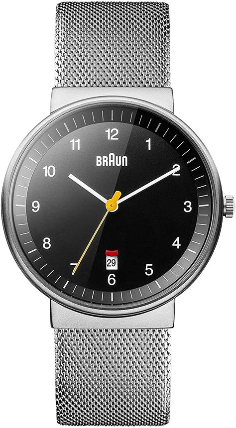 Amazon.com: Braun Men's Quartz Watch with Black Dial Analogue Display and Silver Mesh Bracelet BN0032BKSLMHG : Clothing, Shoes & Jewelry Best Military Watch, Braun Watches, Mesh Bracelet, Free Bracelet, Stainless Steel Mesh, Classic Watches, Steel Mesh, Watch Movement, Clean Design