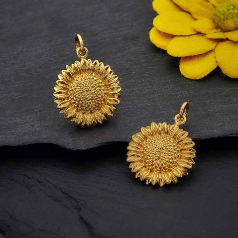 Sunflower Charm, Talisman Jewelry, Sunflower Ring, Sunflower Jewelry, Sunflower Pendant, Sunflower Necklace, Length Measurement, The Sunflower, Monogram Jewelry