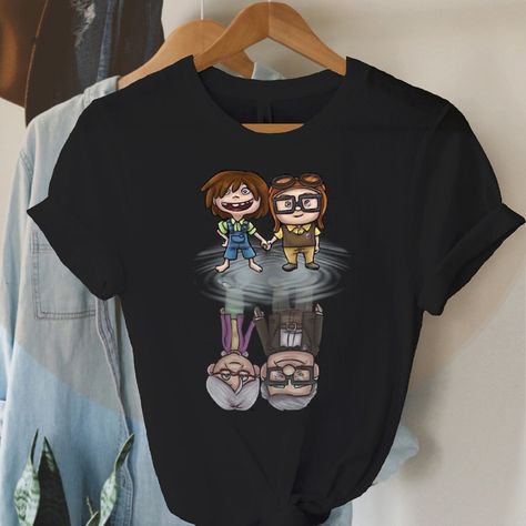 Ellie Fredricksen, Black Cotton T-shirt With Cartoon Print, Casual Black Mickey Mouse T-shirt, Up Carl And Ellie, Carl And Ellie, Metal Shirt, Disney Cotton T-shirt With Cartoon Print, Heavy Metal Shirt, T Shirt Couple