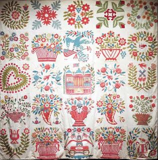 Barbara Brackman's MATERIAL CULTURE: American Made:Treasures from the American… Surface Ornamentation, Album Quilt, Baltimore Album Quilt, Sampler Quilts, Redwork Embroidery, Wool Embroidery, Quilt Labels, Old Quilts, Folk Embroidery