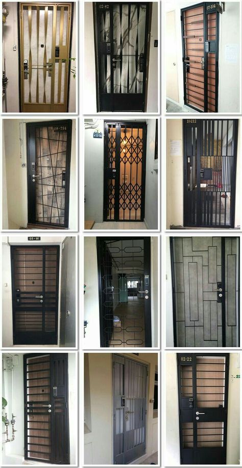 Hdb Gate, Security Door Design, Iron Security Doors, Grill Gate, Grill Gate Design, Metal Doors Design, Steel Door Design, Iron Door Design, Steel Gate Design