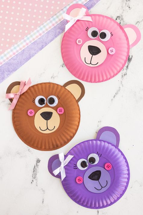 Paper Plate Crafts For Kids Easy, Bear Paper Plate Craft, Made To Be A Momma, Diy Pasta, Teddy Bear Crafts, Under The Sea Crafts, Bear Craft, Princess Crafts, Paper Plate Crafts For Kids