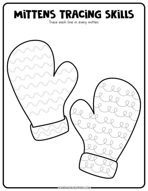 Winter Season Worksheet For Kindergarten, Winter Work Sheets For Preschool, Winter Hat Activities Preschool, Winter Tracing Preschool Free Printables, Winter Writing Activities Preschool, Winter Tracing Preschool, January Prek Activities, Winter Themed Preschool Activities, Prek Winter Activities