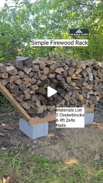 Pallet Wood Shed Diy Firewood Storage, Firewood Storage Under Deck, Firewood Holder Outdoor Diy, Cinder Block Firewood Holder, Cinder Block Wood Rack, Pallet Firewood Storage, Wood Storage Fireplace, Diy Firewood Holder, Wood Holder For Fireplace