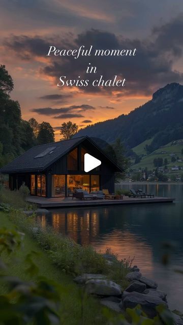 M.H Studio | Mahan Hafezi on Instagram: "Swiss Lake House 🖤🧡
.
.
.
All rights reserved. 2023 - 2024 © Mahan Hafezi
.
.
.
#lakehouse #farmhouse #switzerland #swiss #explore #explorepage #reels #reelsinstagram #reelsvideo #trending #peacful #home #bedroom #livingroom #architecture #interiordesign #inspiration #cozy #sunset #sunsetlovers #millionairemindset #ai #aiart #mhstudi0 #midjourny" Swiss Chalet, Dream Apartment Decor, Dream Apartment, Millionaire Mindset, 2023 2024, Home Bedroom, Lake House, Apartment Decor, Switzerland