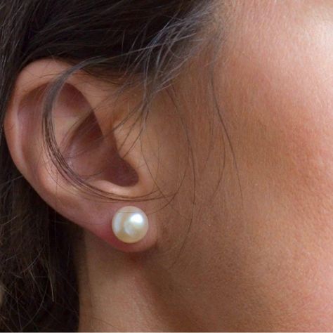 Pearl Stud Earrings - Sterling Silver Nickel Free New No Box; Nordstrom Rack; All Sales Are Final Smoke&Pets Free House Thx Pearl Earring Outfit, Pearl Earrings Studs Classy, Pearl Earrings Aesthetic, Pearl Earrings Outfit, Pearl Earrings Studs, Stud Pearl Earrings, Simple Pearl Earrings, Large Pearl Earrings, Real Pearl Earrings