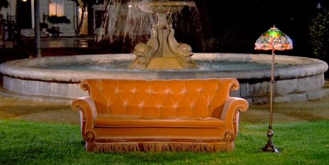 Here's Where To Find A Couch Just Like The One From 'Friends' Friends Couch, Friends Cafe, Friends Apartment, Bethesda Fountain, Orange Couch, I Dream Of Jeannie, Friends Central Perk, Friends Series, Central Perk