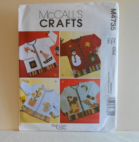 McCalls M4735 Seasonal Appliques for Sweatshirts by filecutter, $3.25 Sweatshirt Quilt, Stock Keeping Unit, Quilt Applique, Applique Pattern, The 2000s, Mccalls Patterns, Vintage Sewing Patterns, Fantastic Gifts, All Brands