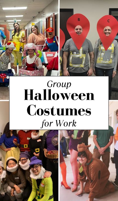 Looking for the best group Halloween costumes for the office in 2024? These creative & easy ideas are perfect for women in large or small groups. From funny Disney themes to DIY circus, dental, Barbie, bank, or nurse scrubs, these simple & cheap costume ideas will bring fun to the workplace. Whether you're part of a small team or a large office, these costumes are both professional & playful, making them the perfect choice for a work-friendly Halloween! group halloween costumes for work. Group Halloween Costume Ideas For Work, Work Team Costume Ideas, Costco Sample Lady Costume, Office Team Halloween Costumes, Dental Office Costume Ideas, Bank Halloween Costume Group, Easy Office Halloween Costume Group, Halloween Office Themes Costumes, Work Theme Halloween Costumes