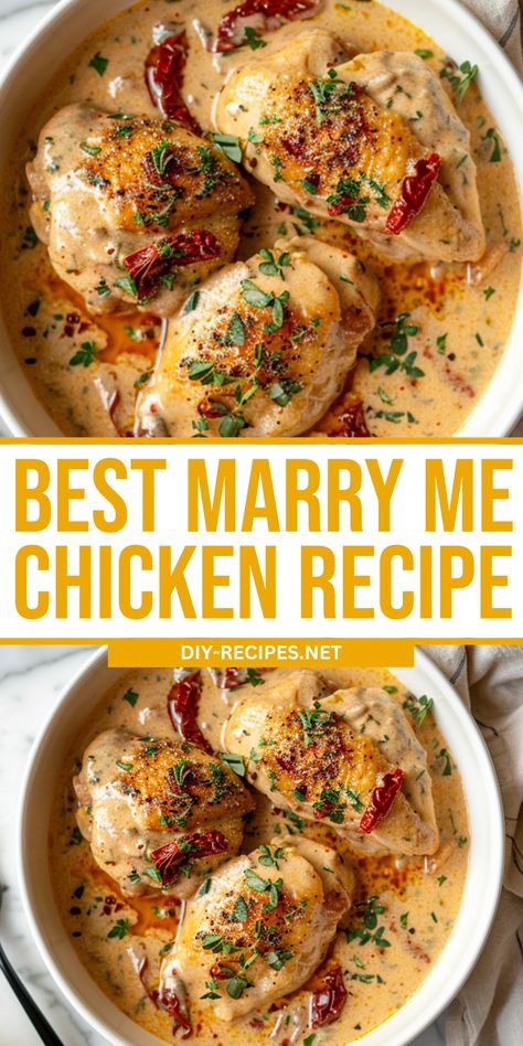 Looking for the best Marry Me Chicken recipe? Look no further! Creamy, cheesy, and packed with flavor. Great for any occasion. Creamy Marry Me Chicken Recipe, The Best Marry Me Chicken Recipe, Marry Mr Chicken Recipe, Healthy Marry Me Chicken Recipe, Baked Marry Me Chicken Recipe, Oven Baked Marry Me Chicken, Stay Married Chicken, Mary Me Chicken Thighs, Marry Me Chicken With Spinach