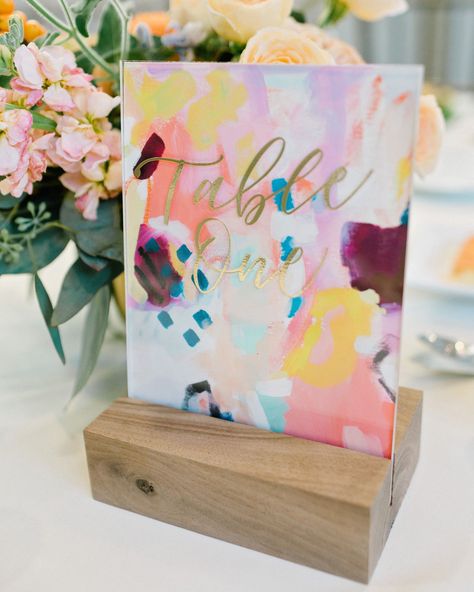 From mini-easel table numbers to Monet-inspired cakes, we found so many artful ideas for your ceremony and reception. Not only do these art-themed ideas have beautiful results, but they can easily suit any wedding-day aesthetic, from classic to modern. #Wedding #Artist #WeddingIdeas #WeddingDetails #WeddingTips #WeddingDecor #Weddings | Martha Stewart Weddings - 23 Art-Inspired Wedding Ideas for Creative Couples Piedmont Park Wedding, Wedding Table Menus, Wedding Table Themes, Painting Table, Wedding Painting, Garden Wedding Venue, Southern Weddings, Ceremony Backdrop, Painted Table